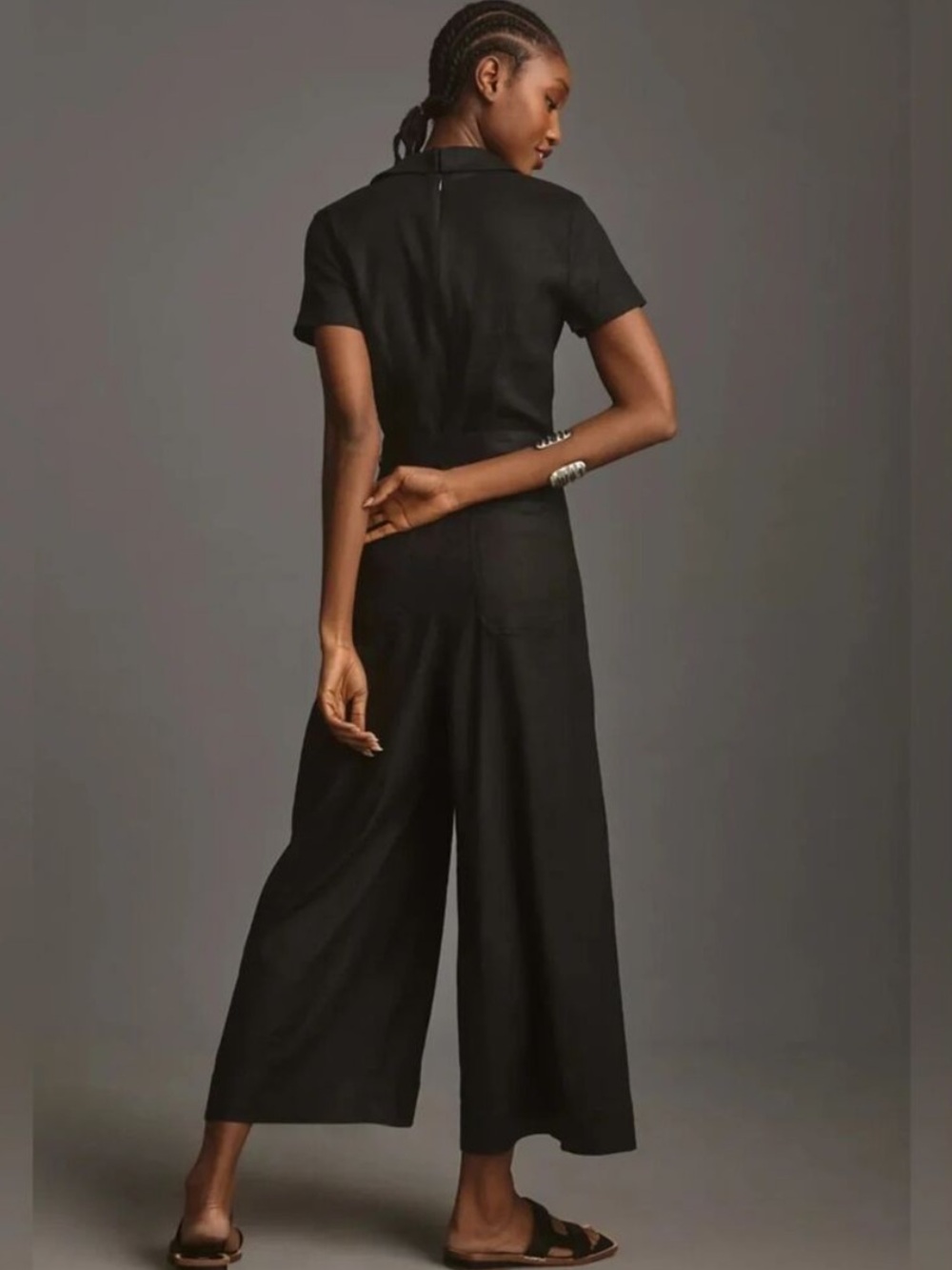 Anthropologie Maeve Colette Linen-Blend Jumpsuit Black , size 8 - Picture 3 of 9